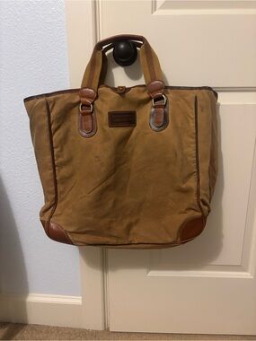 Mulholland Brothers Vintage Canvas Tote with Leather Trim